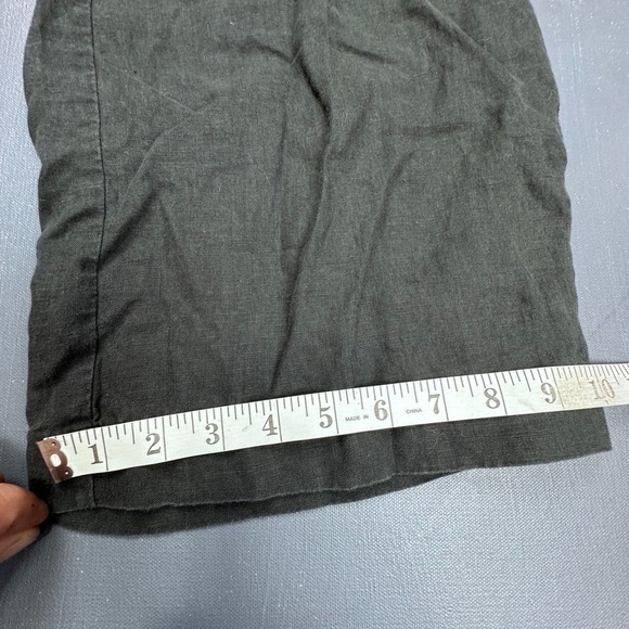 Athleta Linen Pants Women's Small Petite Black Wide Leg Crop Elastic Waist Boho - Picture 8 of 11